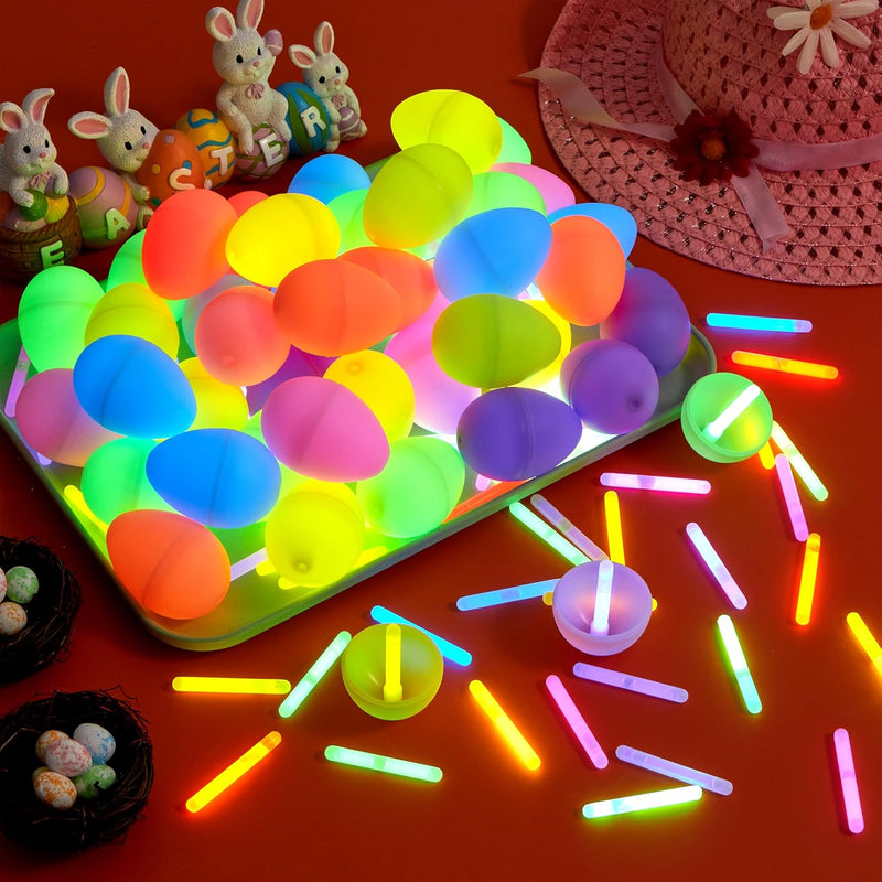 72Pcs Glow Sticks Glow in the Dark Prefilled Easter Eggs 3.15in