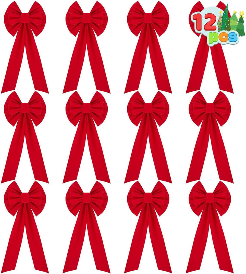 12PCS Christmas Red Velvet Bows, Christmas Wreath Bows