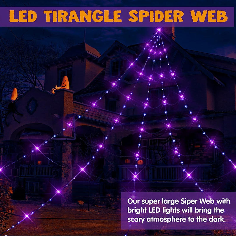 LED Tirangle Spider Web 15.7x19.7Ft
