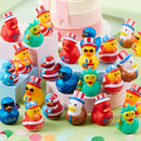 JOYIN 24 Pcs Patriotic Rubber Ducks, 2.6" Red White Blue 4th of July Bulk Ducks with 8 Designs, Independence Day Duck with Flag Prints, Patriotic Party Favor Gift Bath Toy Supply for Kids Toddlers