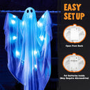 2 Pcs 35.4” Halloween Hanging Light up Ghost with Blue LED Light
