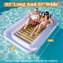 85in x 57in Extra Large Golden White Sun Tan Tub Adult Pool Floats Raft for Pool Sunbathing