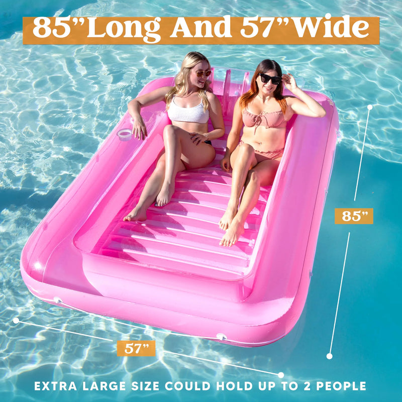 85in x 57in Extra Large Pink Sun Tan Tub Adult Pool Floats Raft for Pool Sunbathing