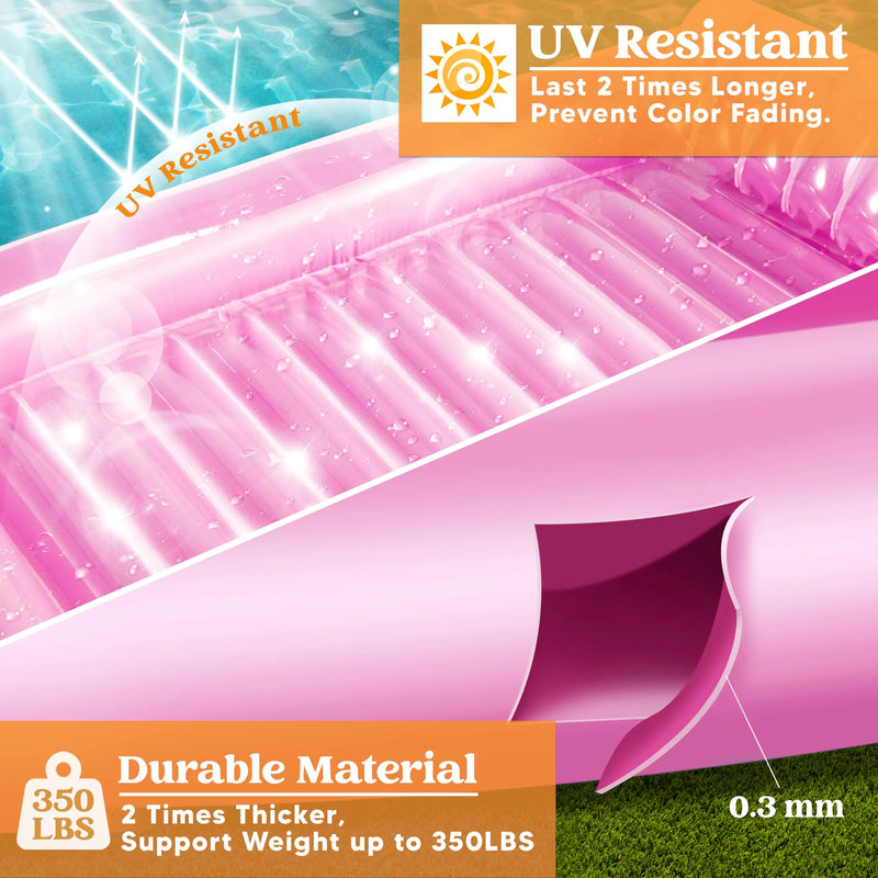 85in x 57in Extra Large Pink Sun Tan Tub Adult Pool Floats Raft for Po