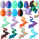 8 Pcs 3D Printed Dragon Eggs with Colorful Articulated Dragons, Easter Party Favors for Kids