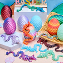 8 Pcs 3D Printed Dragon Eggs with Colorful Articulated Dragons, Easter Party Favors for Kids