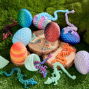 8 Pcs 3D Printed Dragon Eggs with Colorful Articulated Dragons, Easter Party Favors for Kids
