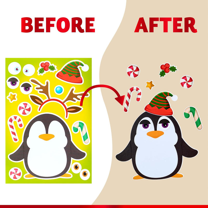64 Pcs Christmas Make-a-face Stickers, Christmas Crafts for Kids
