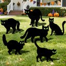 6 Pcs Halloween Black Cat Yard Signs with Glow in Dark Eyes