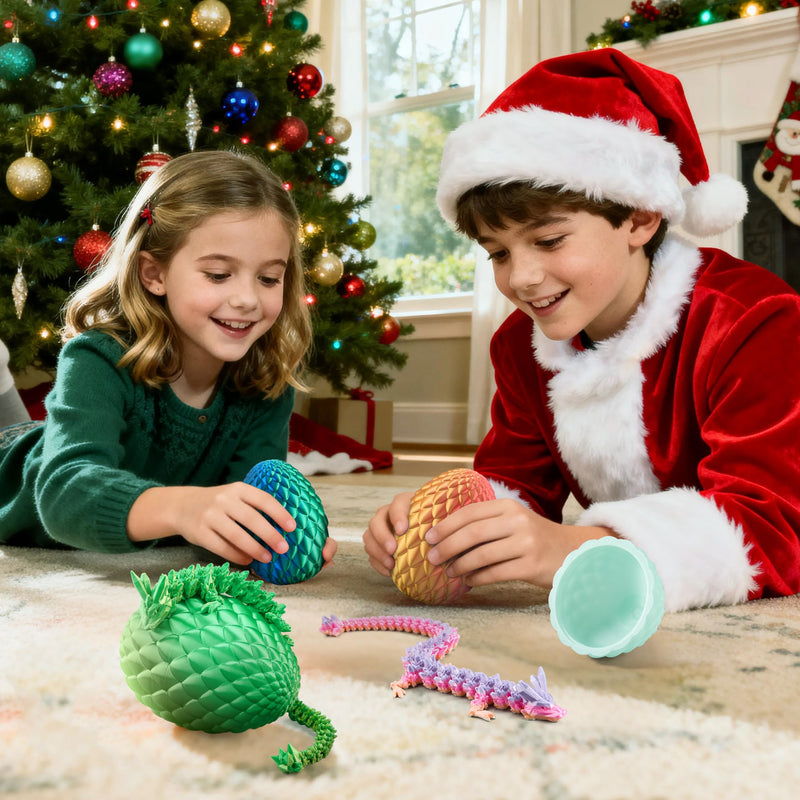3D Printed Dragon Eggs with 12" Laser Green Dragon Inside