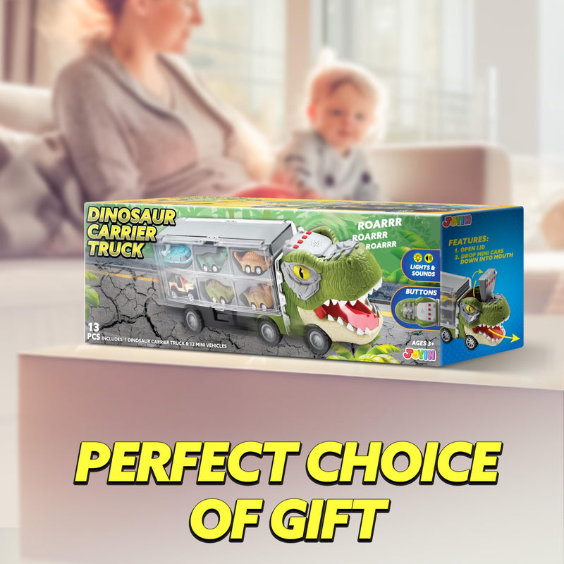 13 in 1 Dinosaur Transport Carrier Truck with Mini Car Set