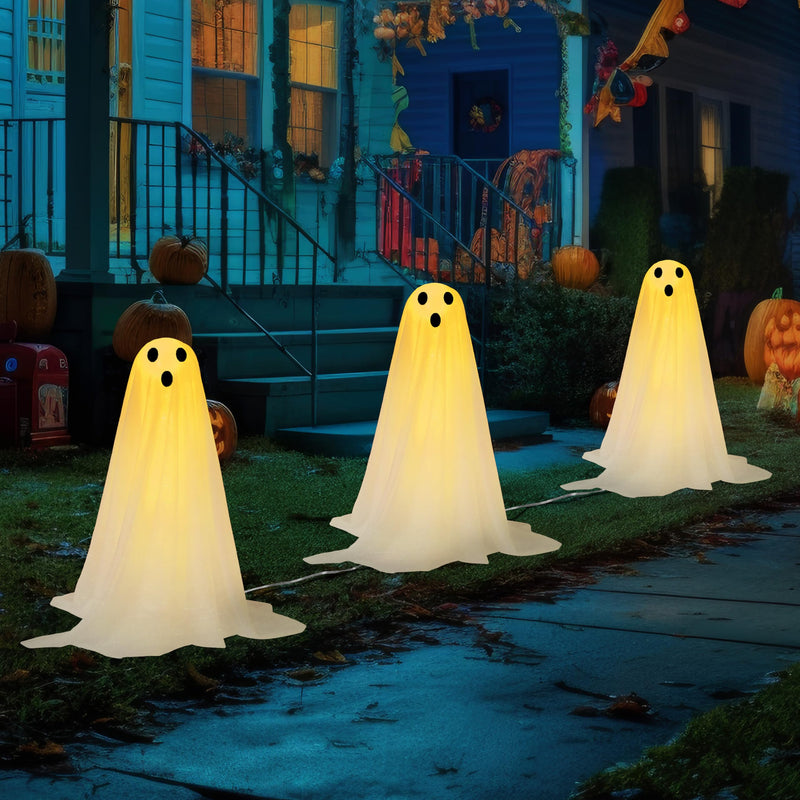 3Pcs Halloween Decorations Outdoor Ghosts Pathway Lights