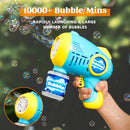 2Pcs 10 Holes Light Up Automatic Bubble Guns with 4 Bottles Bubble Refill Solution