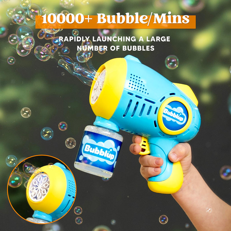 2Pcs 10 Holes Light Up Automatic Bubble Guns with 4 Bottles Bubble Refill Solution