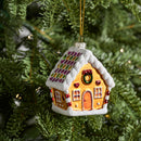 Mini Christmas Gingerbread Cottage Glass Ornament
