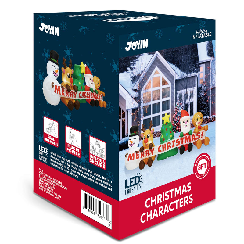 8 FT Long Christmas Inflatable Decoration Four Xmas Characters and Christmas Tree