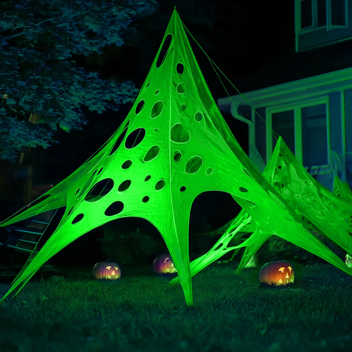 1000sqft Halloween Spider Web Decoration Outdoor, Glow-in-The-Dark