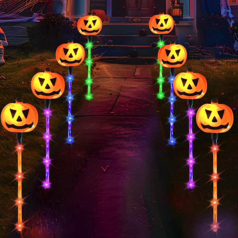 10Pcs Halloween Solar Pumpkin Pathway Lights Decorations
