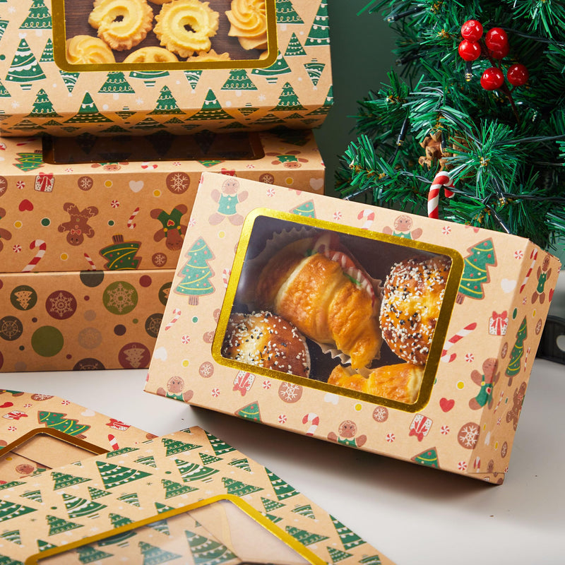 12 PCS Foiled Christmas Cookie Boxes for Gift Giving