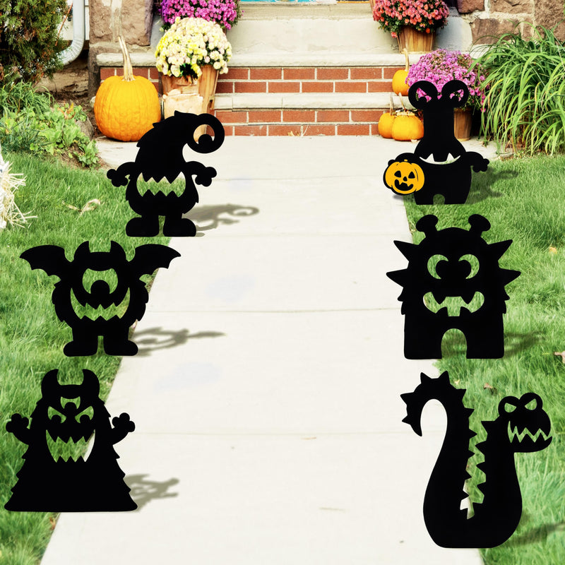 6Pcs Monster Yard Stakes Halloween Lawn Decorations