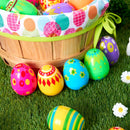 50 Pcs Plastic Printed Bright Easter Eggs for Easter Hunt