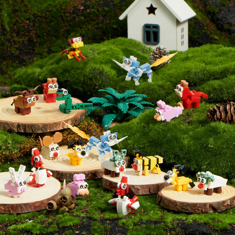 26pcs Building Blocks Animals Prefilled Hearts with Kids Valentines Cards