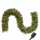 9FT Artificial Christmas Garland with Pine Cones and Red Berries