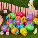 36 PCs Plastic Printed Bright Easter Eggs 3.15'' Tall
