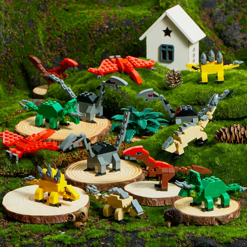 24 Packs Valentines Day Cards with Dinosaur Building Blocks Filled Hearts for Party Favor