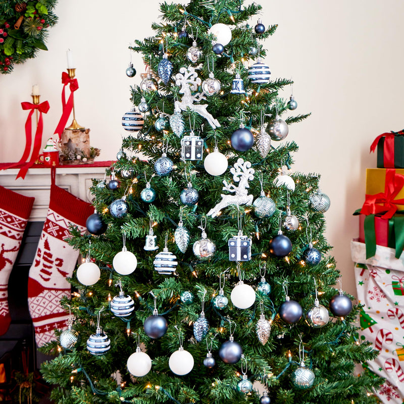 66 Pcs Christmas Balls Ornaments Set (Light Blue)