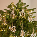 24 Pcs Christmas Wooden Carved Hanging Ornaments for Christmas Decor