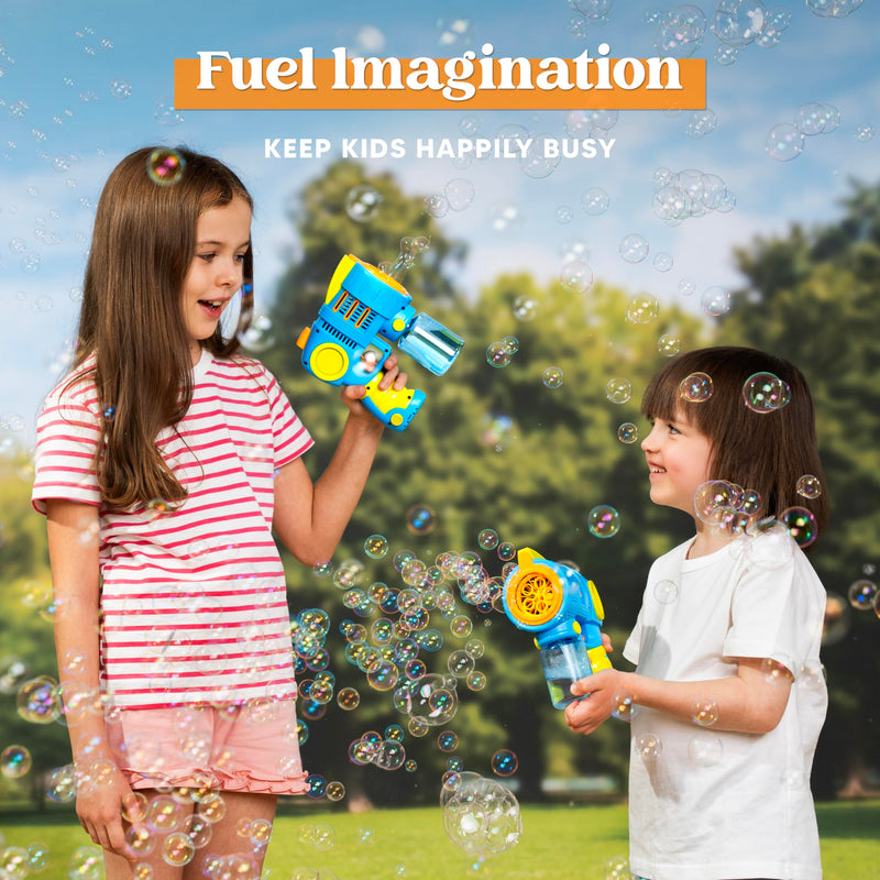 2 Packs Bubble Gun Machine with Bubble Refill Solution, 5000+ Bubbles Per Min