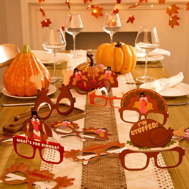 36 Pack Thanksgiving Turkey Eyeglasses, Turkey Eyewear Photo Props for Kids