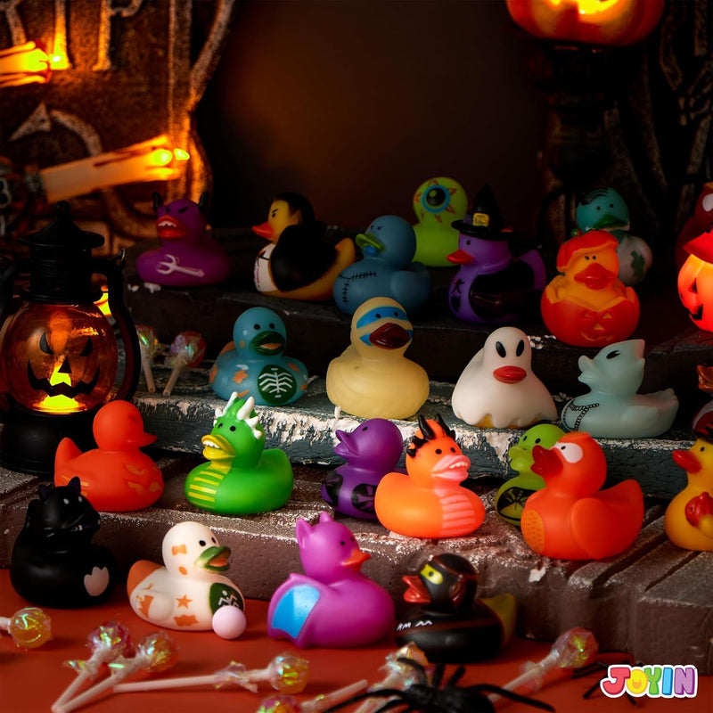 50 Pcs Halloween Rubber Ducks Bulk - Squeaking Floating Duckies For Party Favors