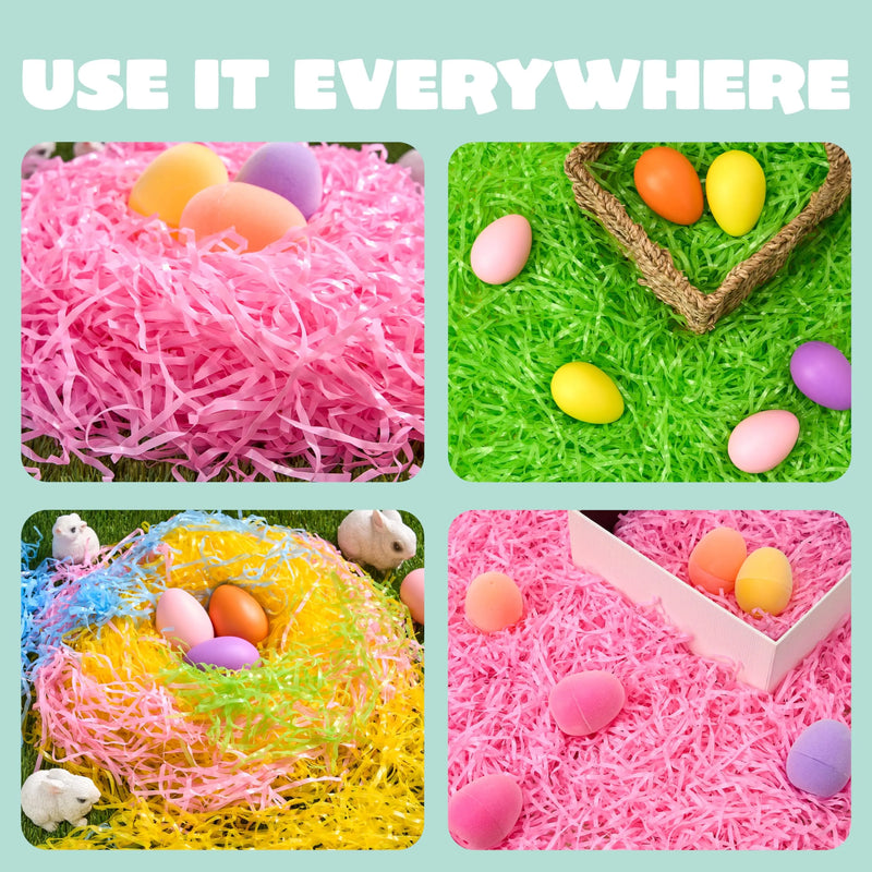 8oz (226g) Easter Recyclable Paper Grass Shred Pastel Colors for Easter Egg Hunt