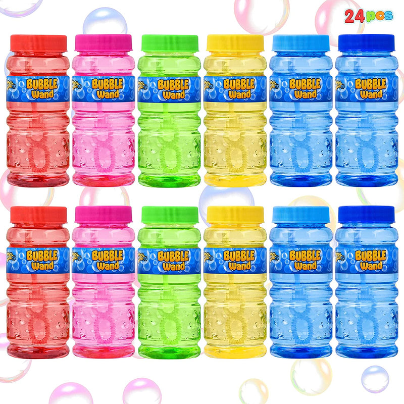 SLOOSH - Assorted Colors Bubble Solution Bottles with wand, 24 Pack