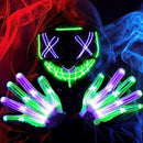 LED Multi Color Scary Mask And Gloves, (green&purple)