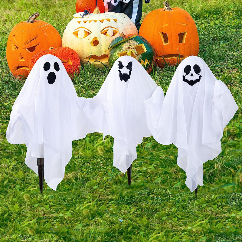 3 Pcs Halloween Light-up Ghost Yard Stake Decorations