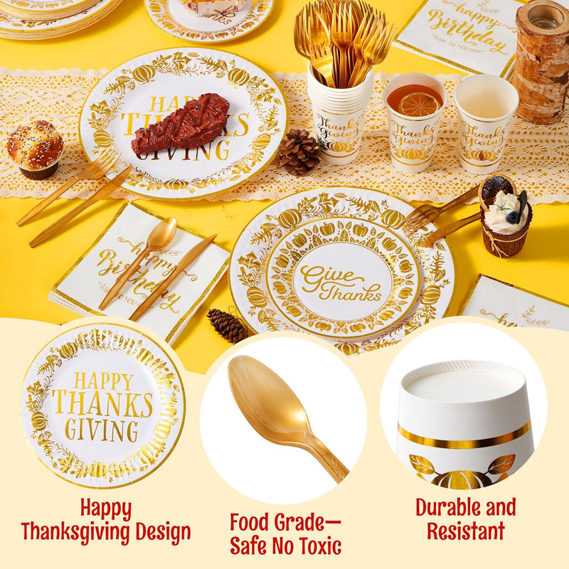 168Pcs Thanksgiving Paper Plates Set