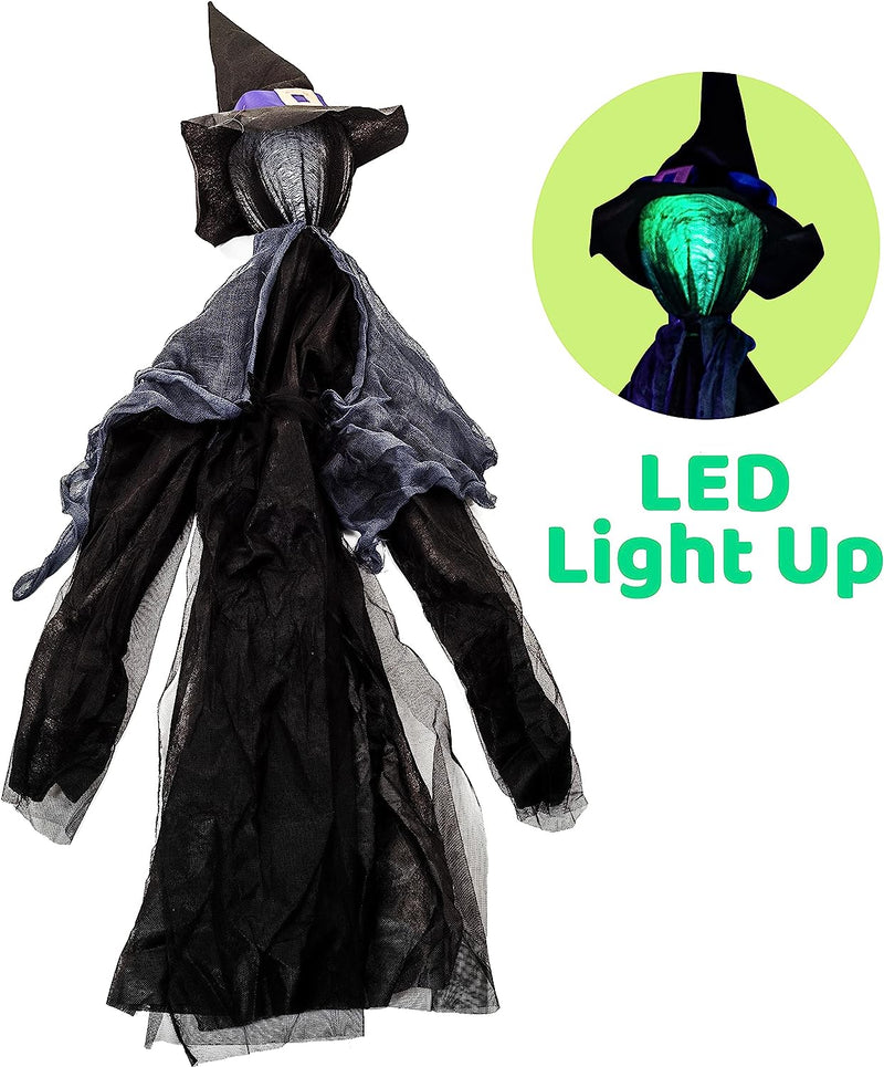 Glowing Green Witches with Stakes, 3 Pack