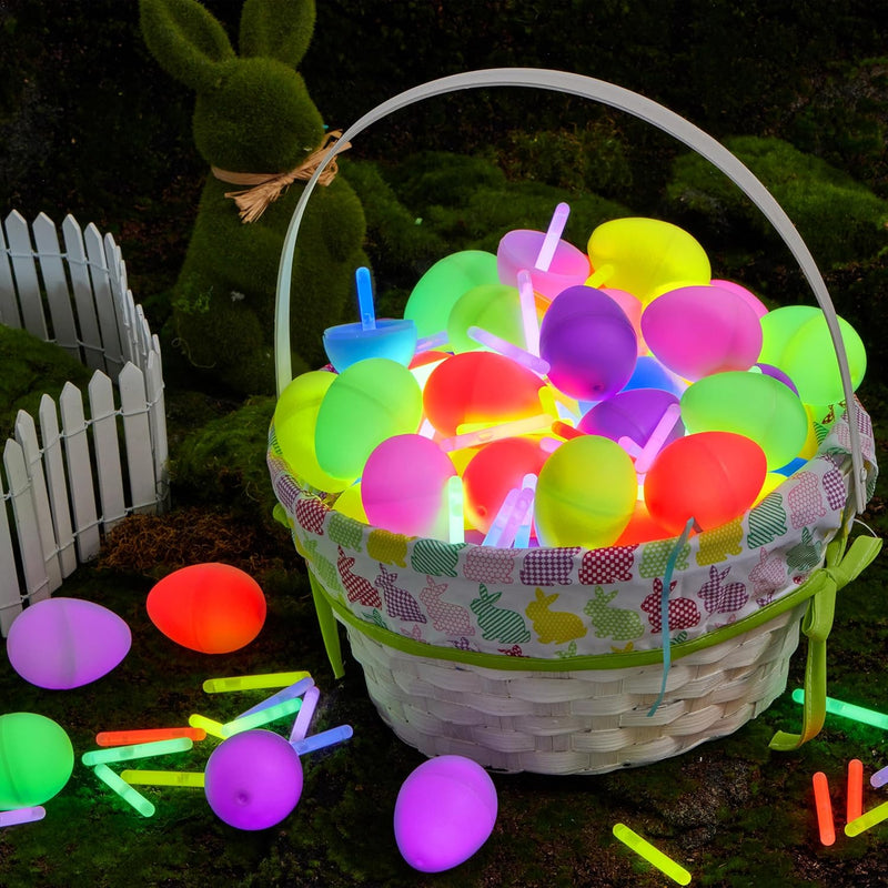 72Pcs Glow Sticks Glow in the Dark Prefilled Easter Eggs 3.15in