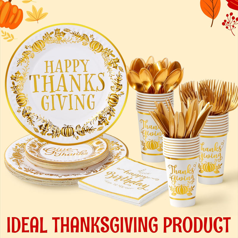 168Pcs Thanksgiving Paper Plates Set