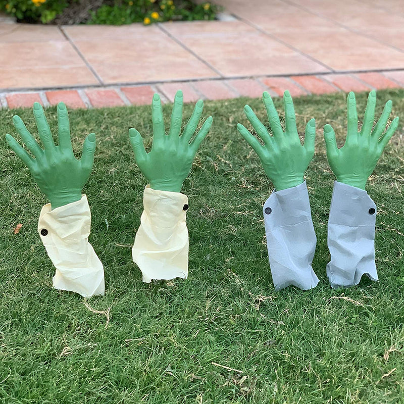 2 Pairs Realistic Zombie Arm Stakes (green)