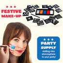 5 Colors Patriotic Face Paint Kit with Glitter and 16Pcs Stencils Sticker