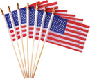 12 Pcs American Flags with Handheld Wooden Sticks, 10"