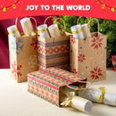 24 PCS Christmas Kraft Gift Bags Xmas Paper Goody Wrap Bags with Durable Handles and Non-Breaking Bottoms for Holidays