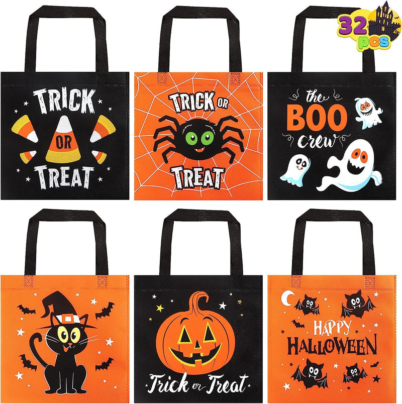 Halloween Non-Woven Bags Colorful Orange and Black, 32 Pcs