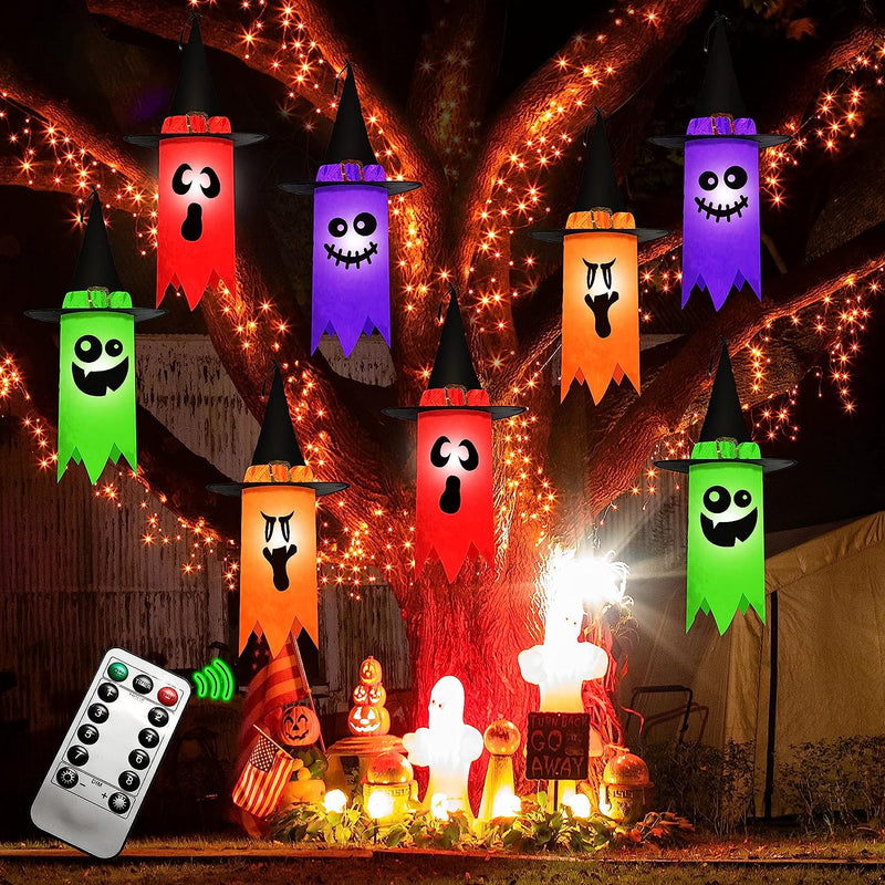 24in Light-up Hanging Ghost (Remote Control), 8 Pack