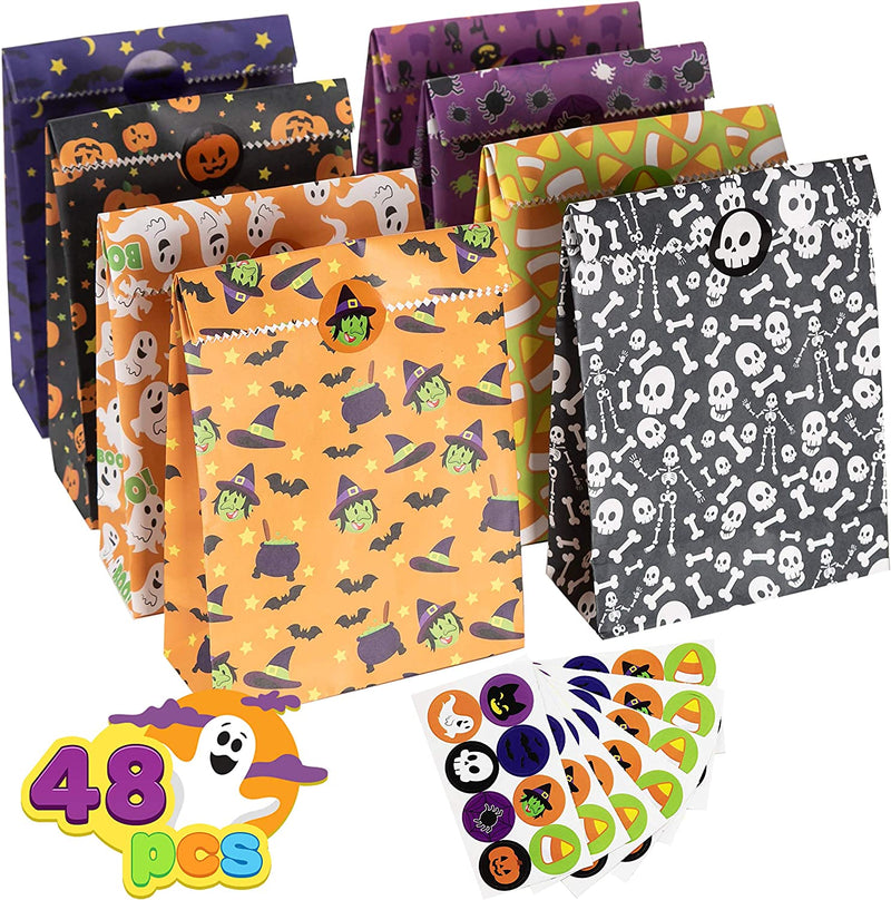 Halloween Treat Bags With Stickers, 48 Pcs