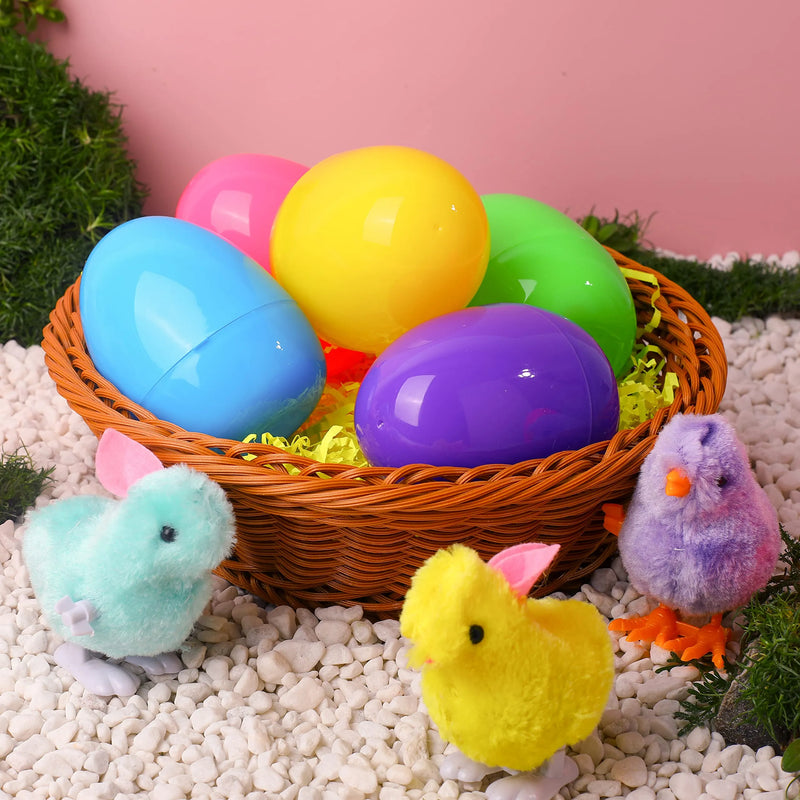 12Pcs 3.7in Colorful Wind-Up Jumping Animals with Easter Eggs Bursting for Easter Egg Hunt